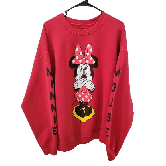 Disney Minnie Mouse Red Sweatshirt Crew Neck Long Sleeve Plus Size 1X - Picture 1 of 5